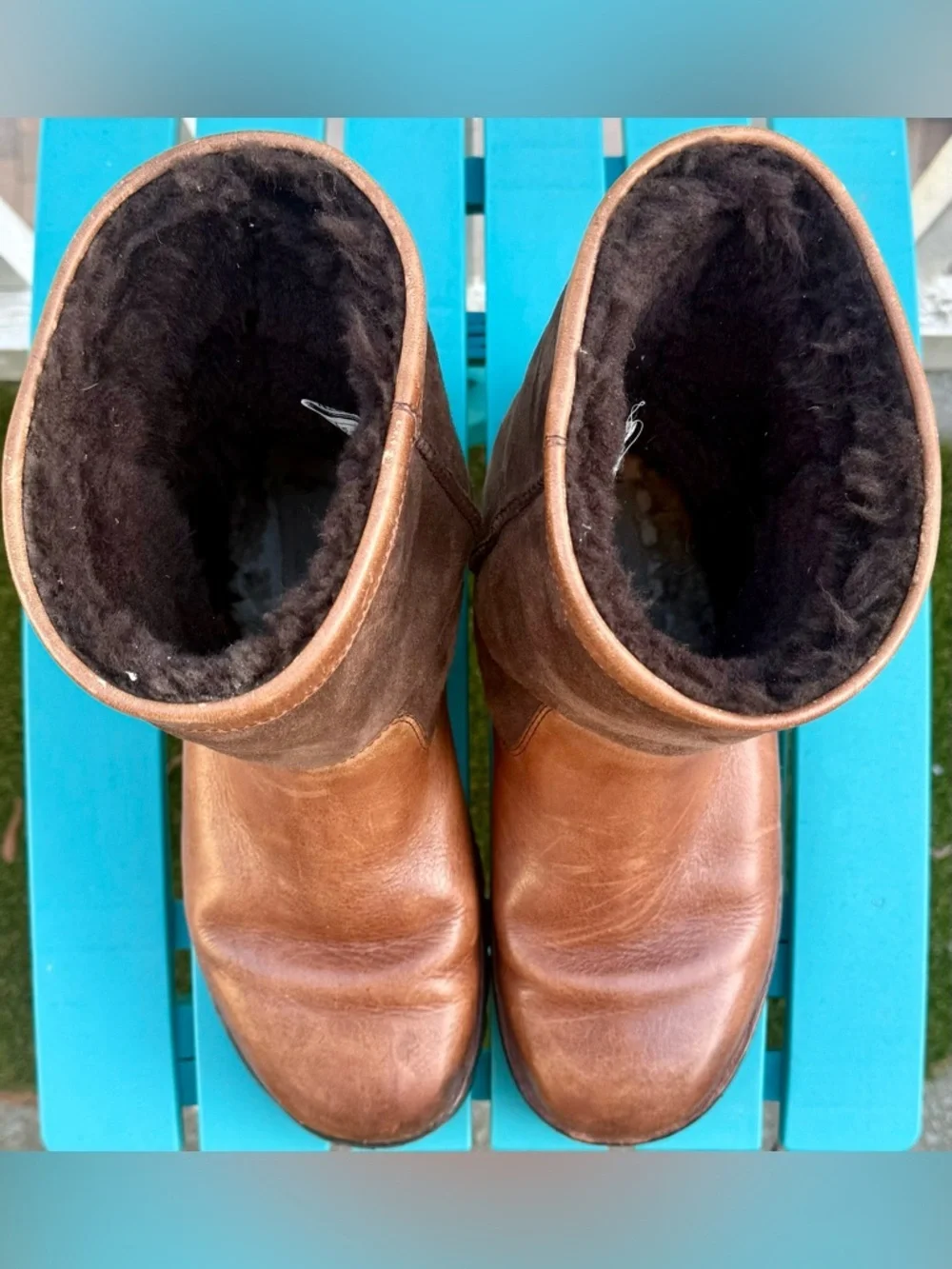 🧥 UGG Australia Beacon Men’s Brown Leather Sheepskin Boots Sz 11